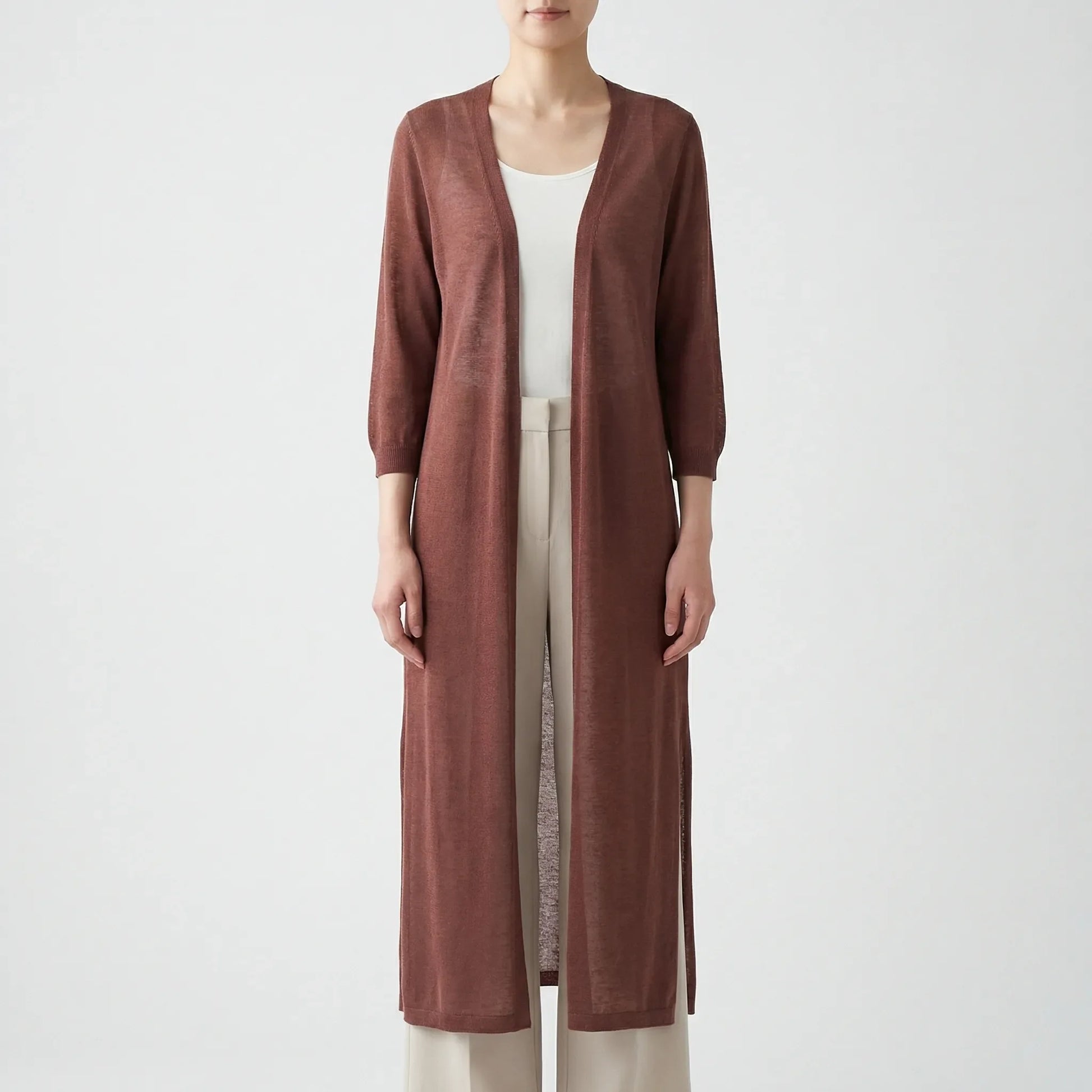 Long Sleeve Cardigan Sweater - Sandy