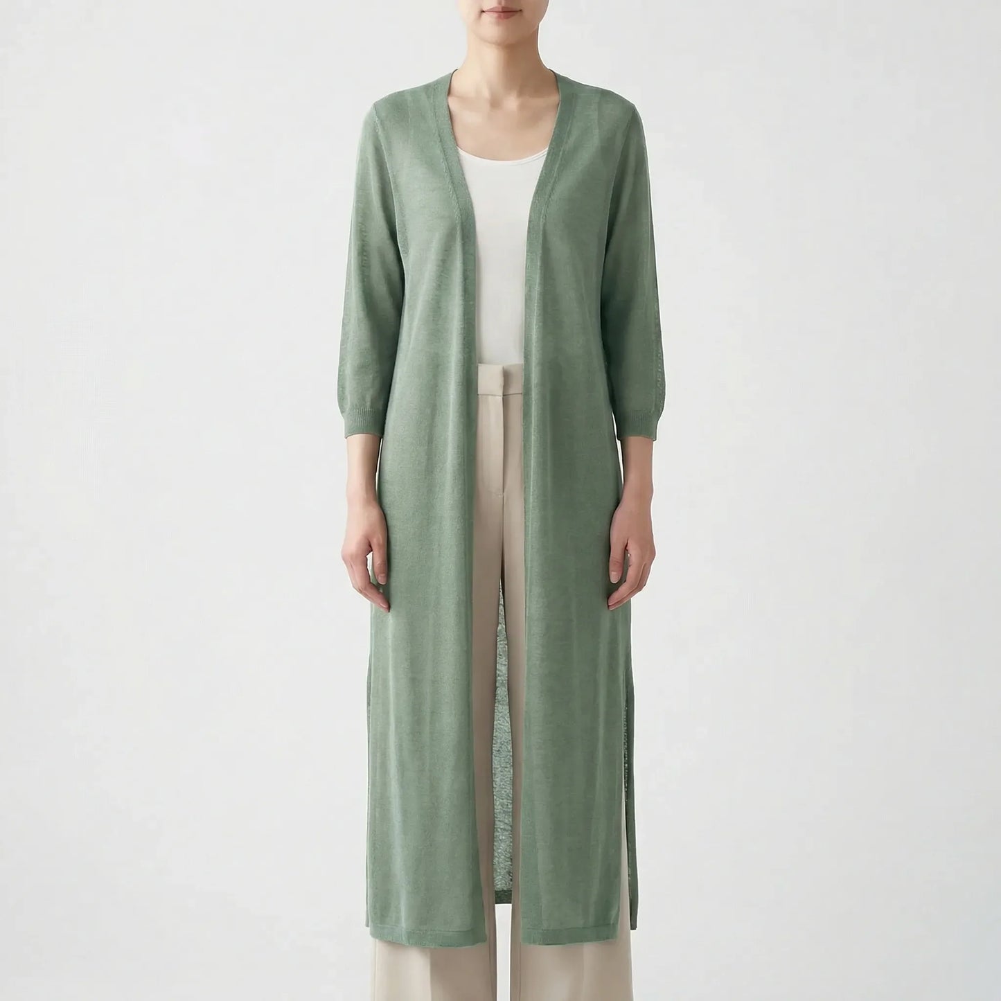 Long Sleeve Cardigan Sweater - Sandy