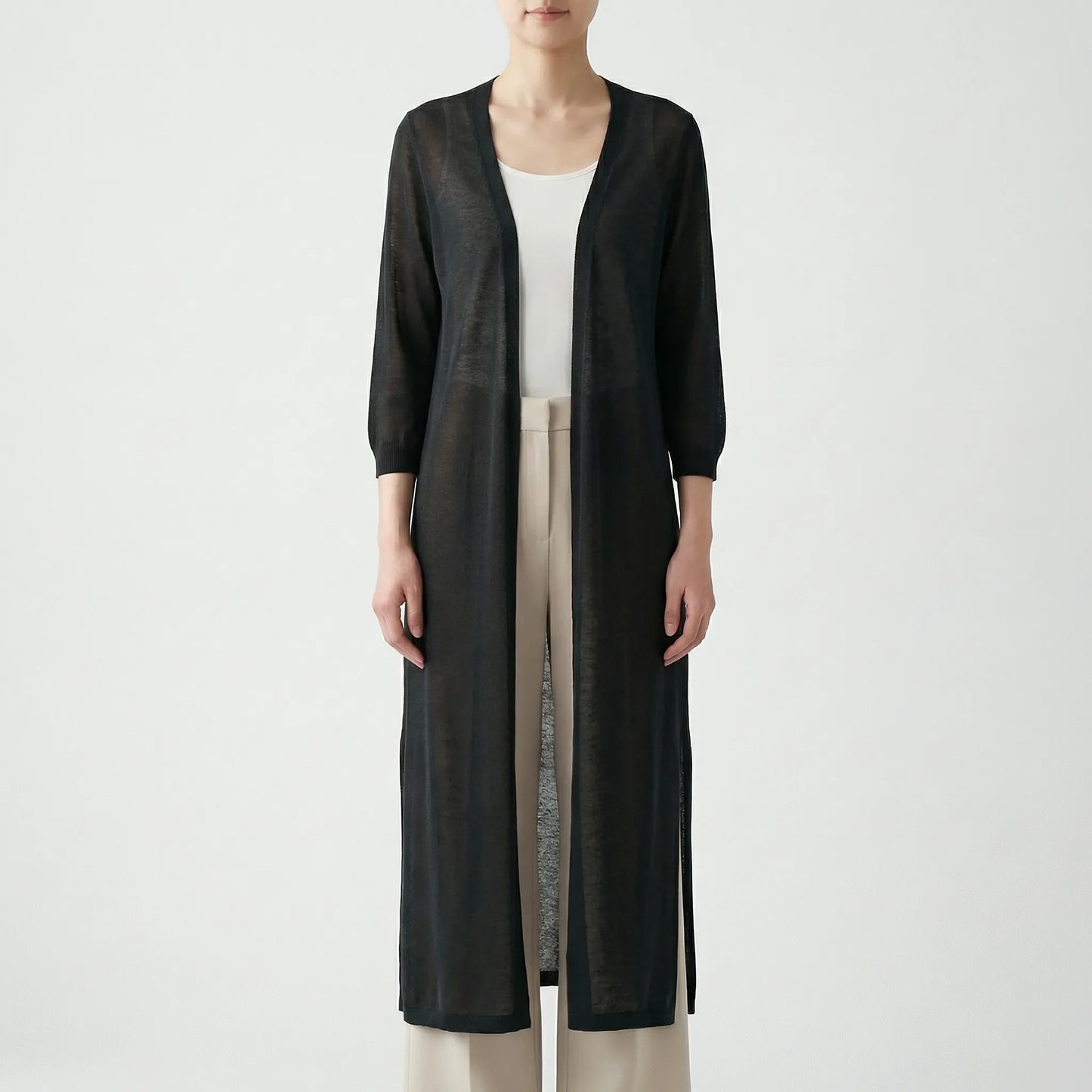 Long Sleeve Cardigan Sweater - Sandy