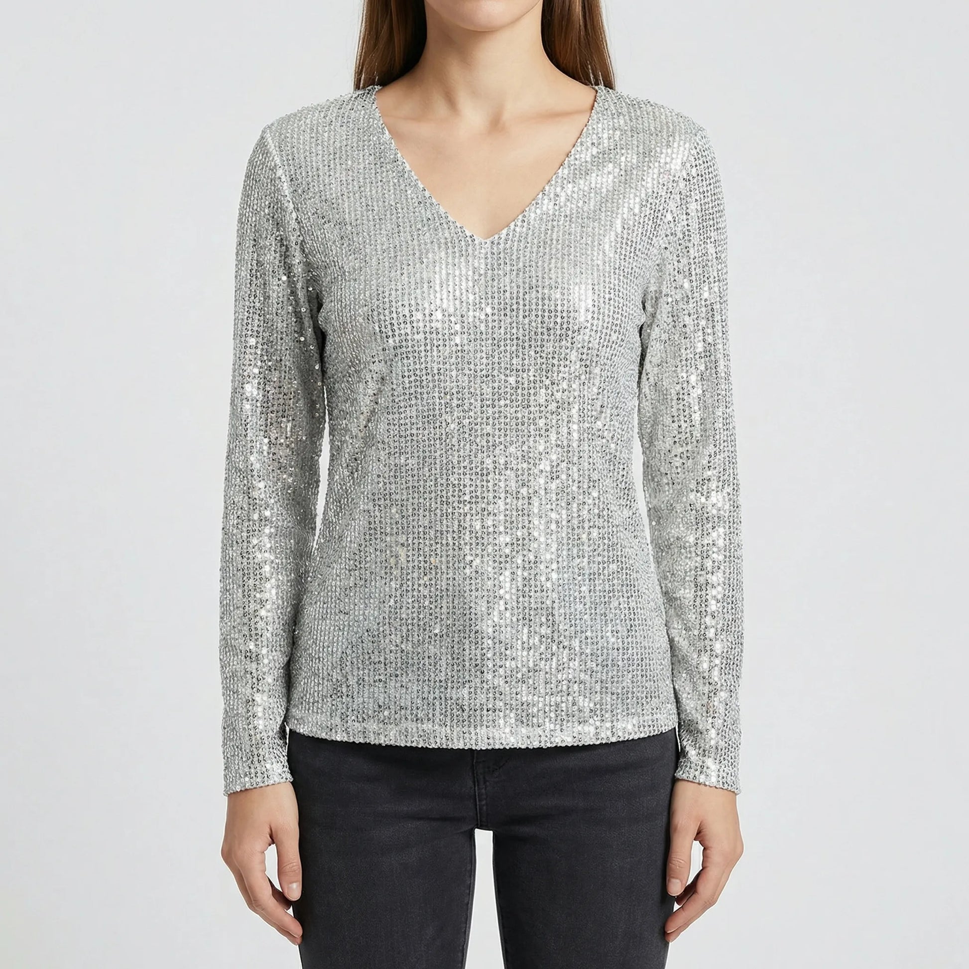 Long Sleeve V-Neck Blouse - Lana
