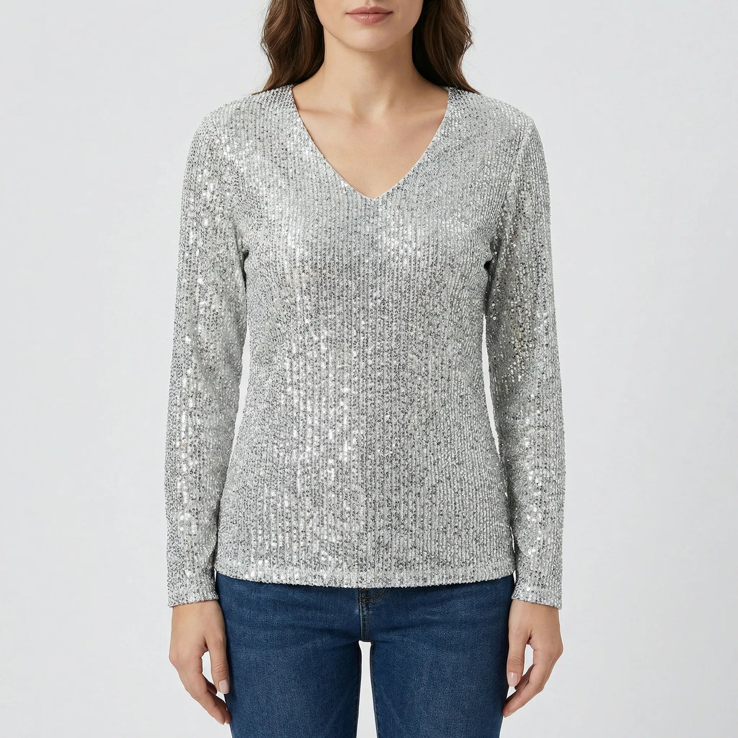 Long Sleeve V-Neck Blouse - Lana