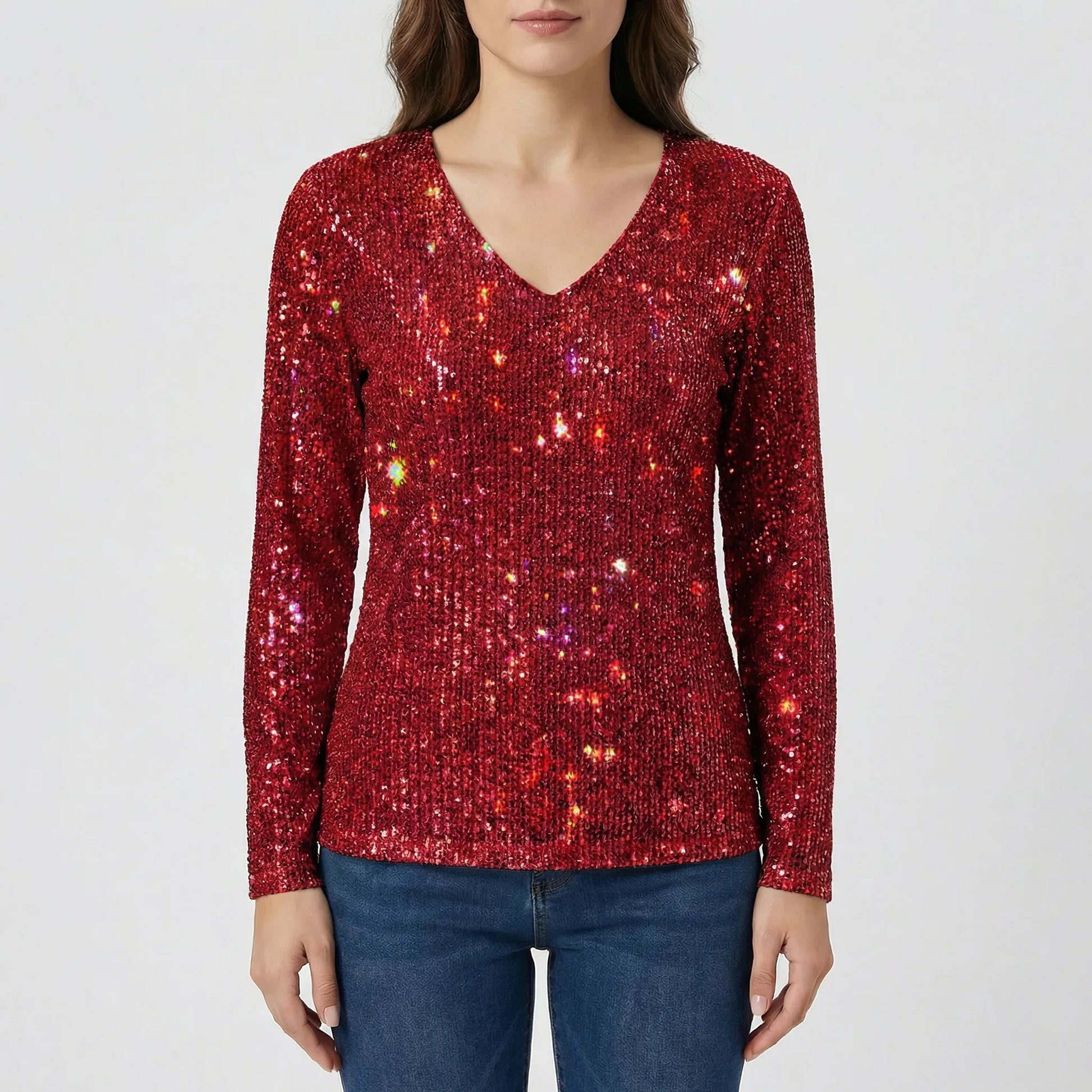 Long Sleeve V-Neck Blouse - Lana