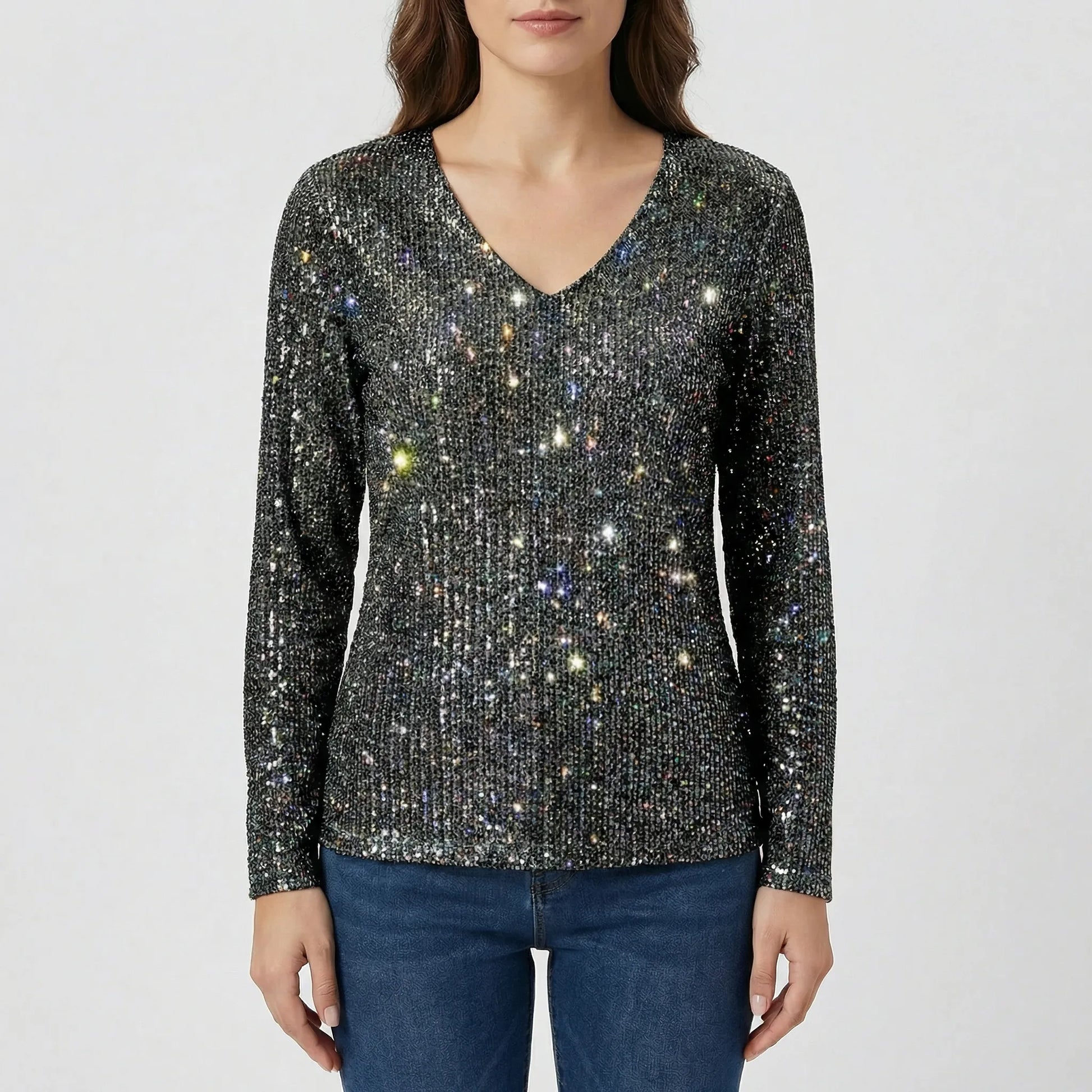 Long Sleeve V-Neck Blouse - Lana
