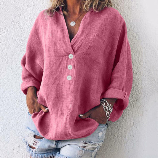 Loose-Fitting Blouse With Long Sleeves And V-Neckline - Minnie