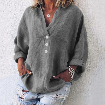 Loose-Fitting Blouse With Long Sleeves And V-Neckline - Minnie