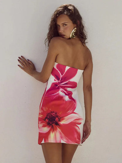 Summer mini dress with floral pattern and adjustable straps – Zoey