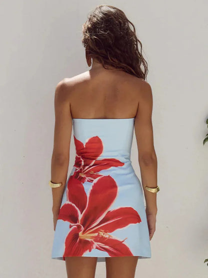 Summer mini dress with floral pattern and adjustable straps – Zoey