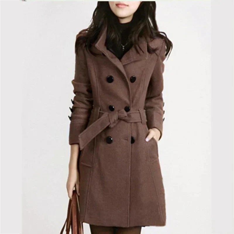 Women's coat with belt & double button placket – Alvara