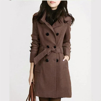 Women's coat with belt & double button placket – Alvara