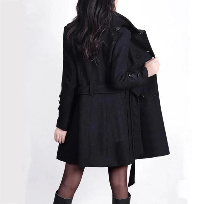Women's coat with belt & double button placket – Alvara