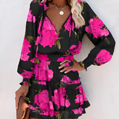 Autumn dress with print and ruffles – Lina