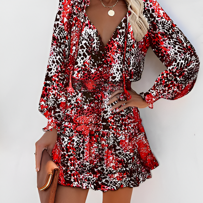 Autumn dress with print and ruffles – Lina