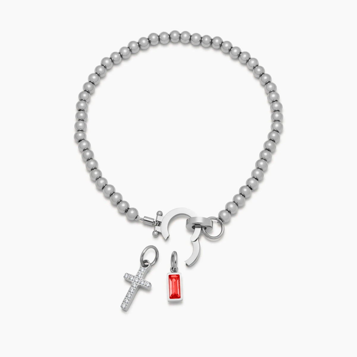 Nova Bead Birthstone Bracelet with Cross Charm 10