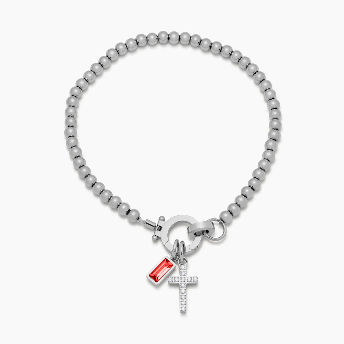 Nova Bead Birthstone Bracelet with Cross Charm 9