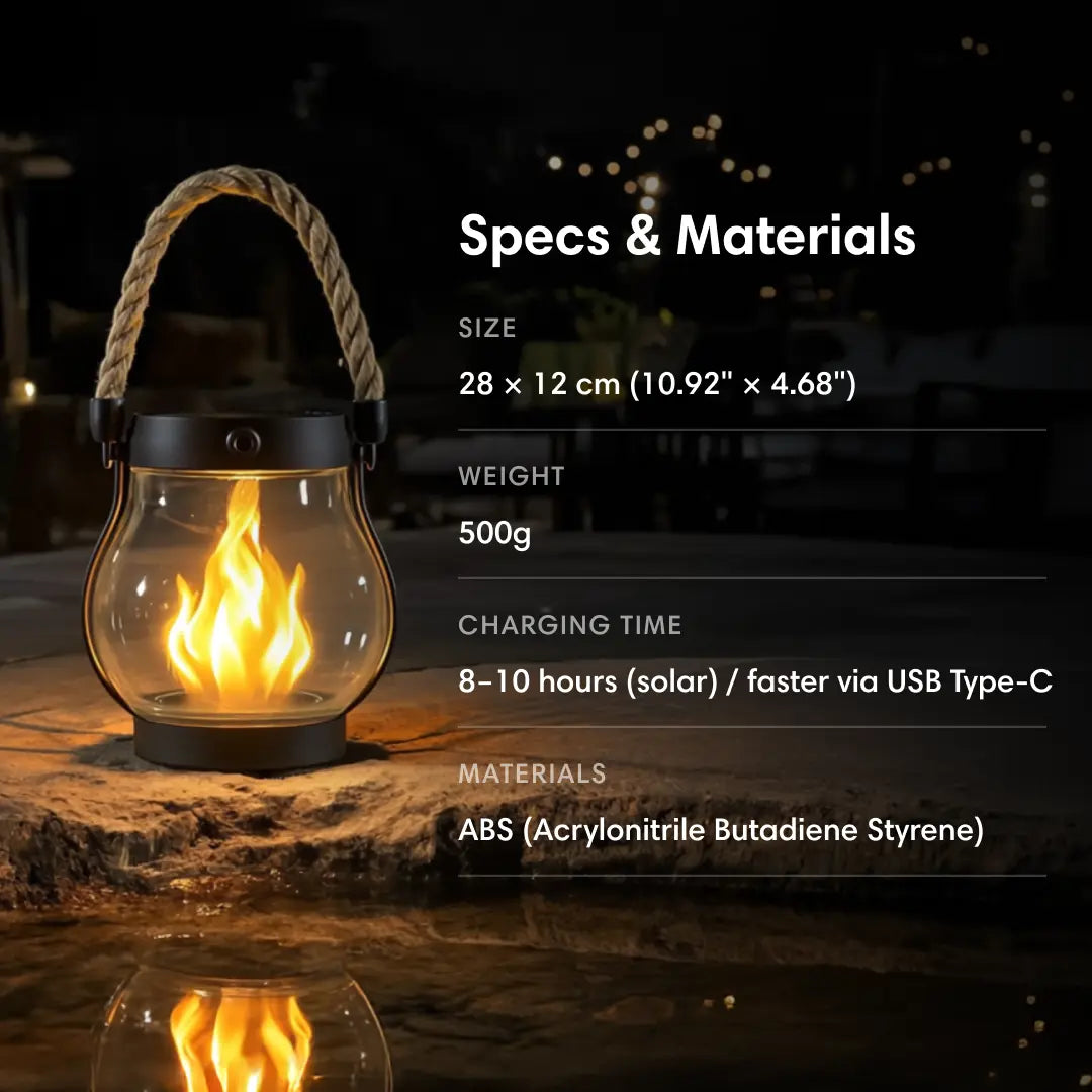 Solar Lantern Outdoor Light with Flickering Flame Effect 3