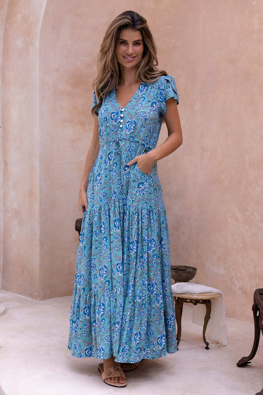 Maxi Kleid Mit V Ausschnitt - Mandy