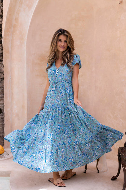 Maxi Kleid Mit V Ausschnitt - Mandy