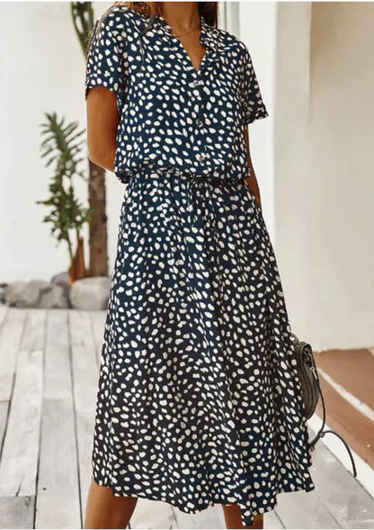 Vintage summer dress with elbow-length sleeves – Maevy