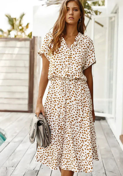 Vintage summer dress with elbow-length sleeves – Maevy