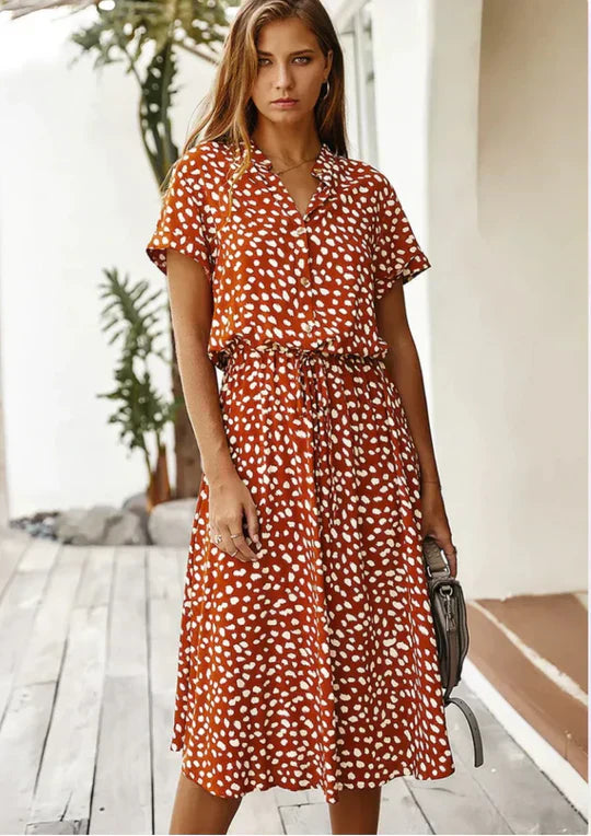Vintage summer dress with elbow-length sleeves – Maevy