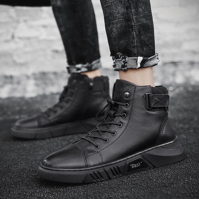 Men's Black High-Top Lace-Up Trainer - Corey