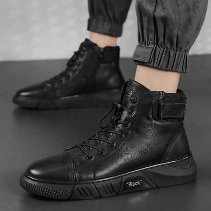 Men's Black High-Top Lace-Up Trainer - Corey