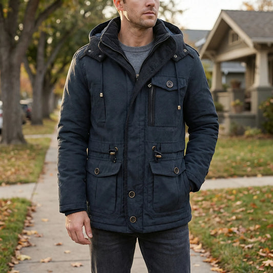 Men's Winter Jacket With Hood And Cuffs - Carlos