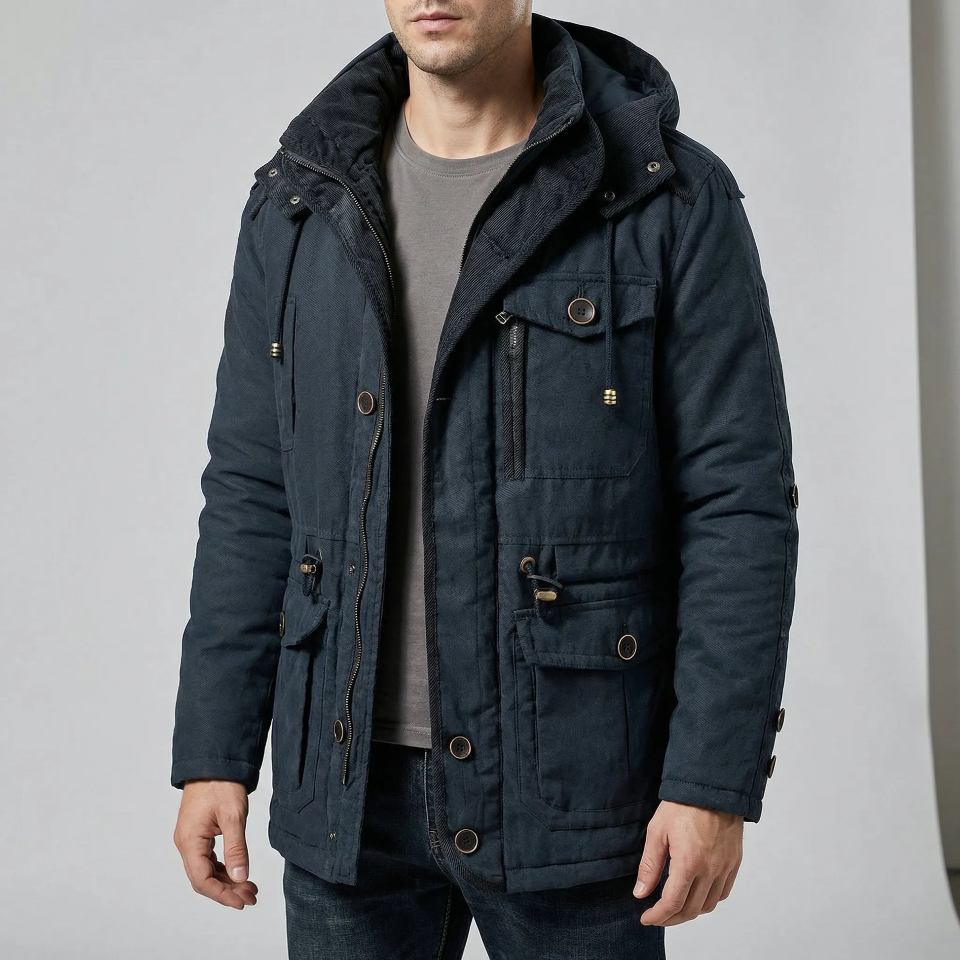 Men's Winter Jacket With Hood And Cuffs - Carlos