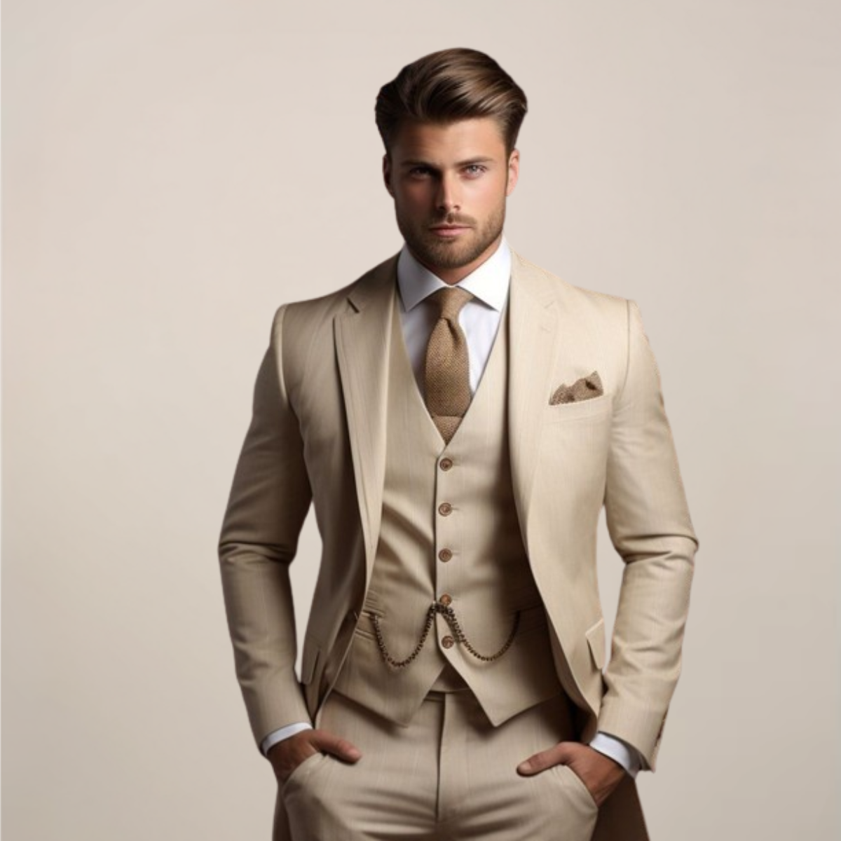 Men's Breathable Three-Piece Wedding Suit - Tailored Spring Formalwear 1