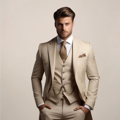 Men's Breathable Three-Piece Wedding Suit - Tailored Spring Formalwear 1