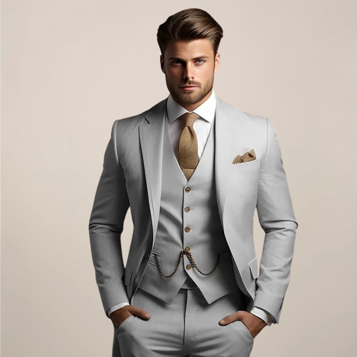 Men's Breathable Three-Piece Wedding Suit - Tailored Spring Formalwear 2
