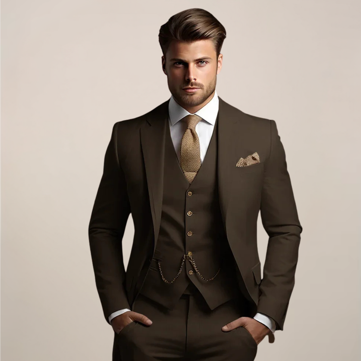 Men's Breathable Three-Piece Wedding Suit - Tailored Spring Formalwear 3