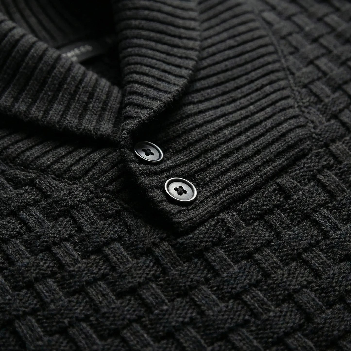 Mens Jumper With Shawl Collar And Textured Knit - Lenny