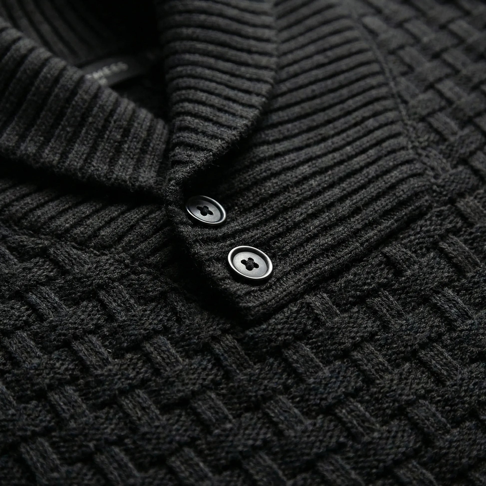 Mens Jumper With Shawl Collar And Textured Knit - Lenny
