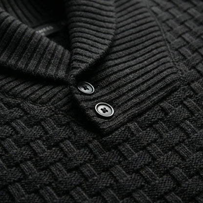 Mens Jumper With Shawl Collar And Textured Knit - Lenny
