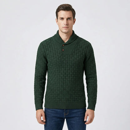 Mens Jumper With Shawl Collar And Textured Knit - Lenny