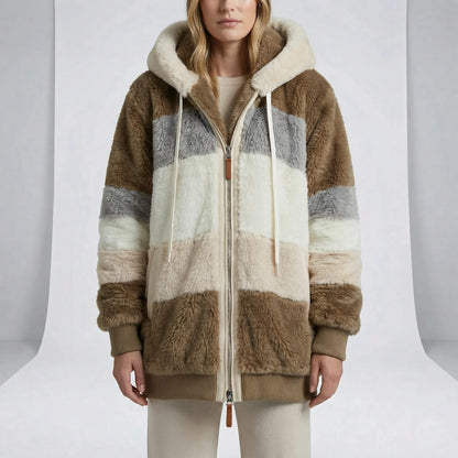 Mid-Length Faux Fur Coat Hoodie - Theresa