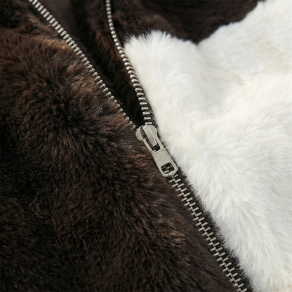 Mid-Length Faux Fur Coat Hoodie - Theresa