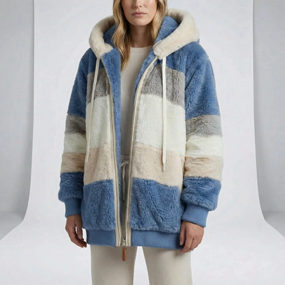 Mid-Length Faux Fur Coat Hoodie - Theresa