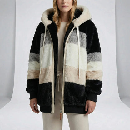 Mid-Length Faux Fur Coat Hoodie - Theresa