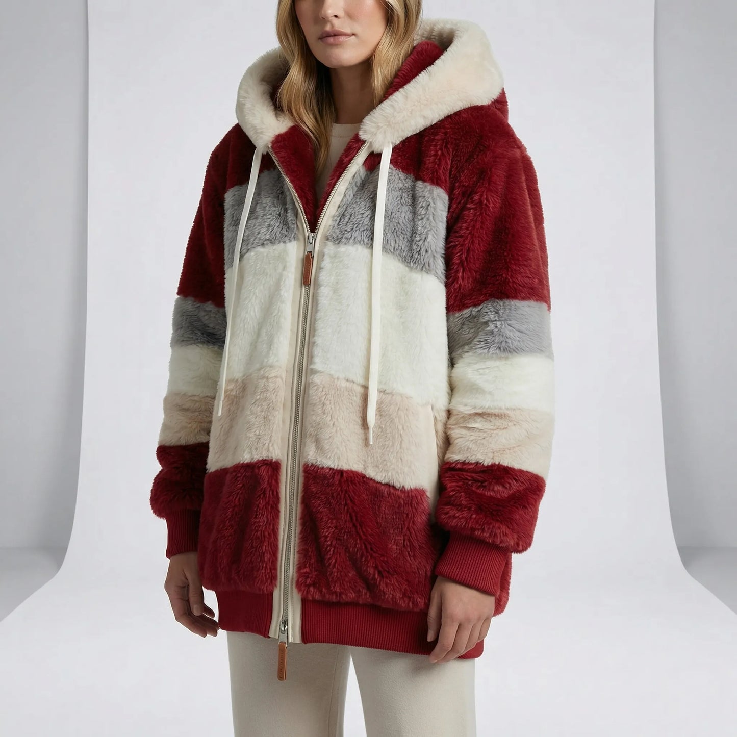Mid-Length Faux Fur Coat Hoodie - Theresa