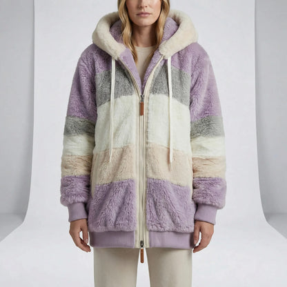 Mid-Length Faux Fur Coat Hoodie - Theresa