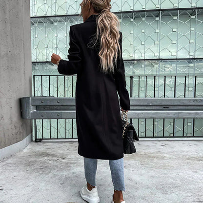Long women's coat with button placket – Helena