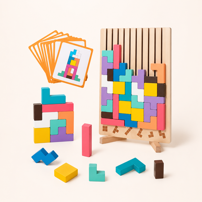 Wooden Montessori Tetris Stacking Puzzle - Educational Toy 1