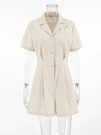 Short-sleeved linen summer jumpsuit – Maelis