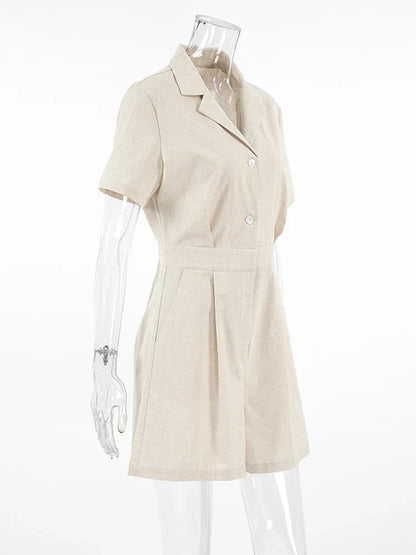 Short-sleeved linen summer jumpsuit – Maelis