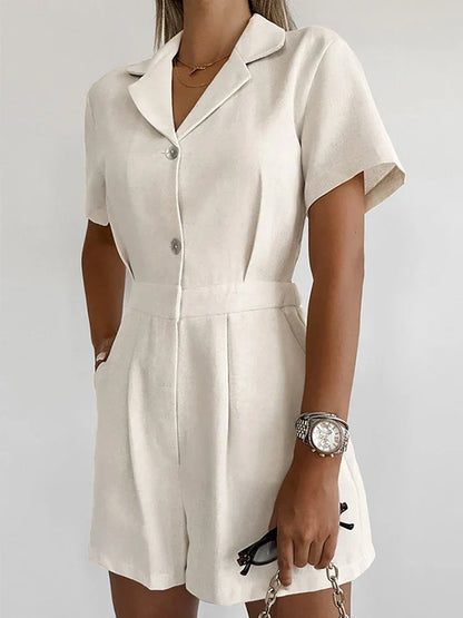 Short-sleeved linen summer jumpsuit – Maelis