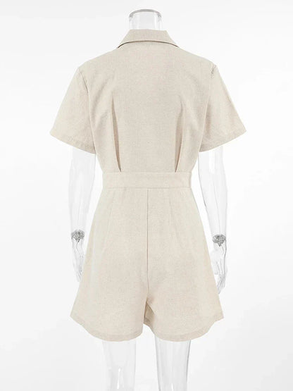 Short-sleeved linen summer jumpsuit – Maelis