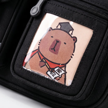 Multi-Pocket Capybara Themed School Rucksack - Viyora