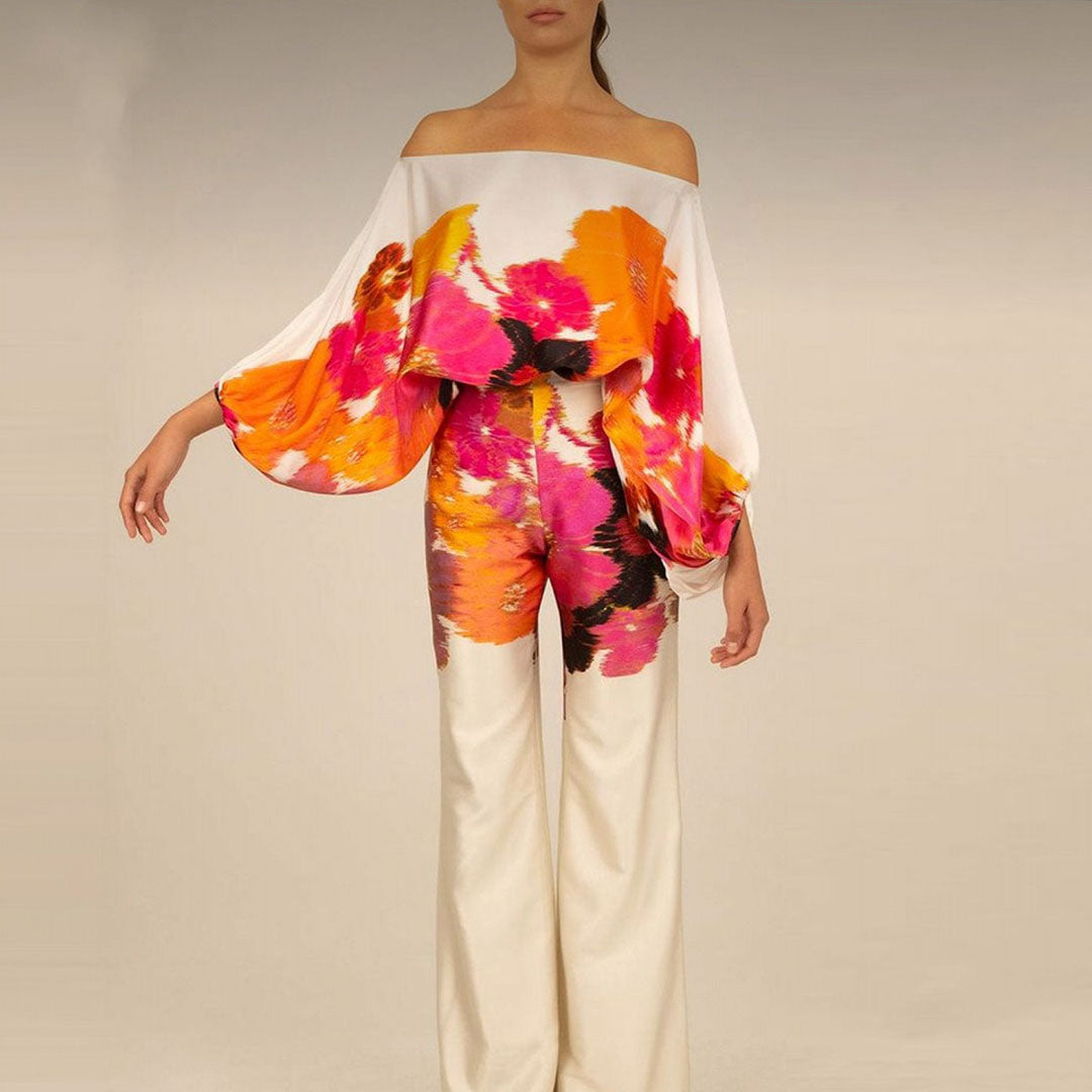 Two-Piece Satin Set with Pattern – Selena